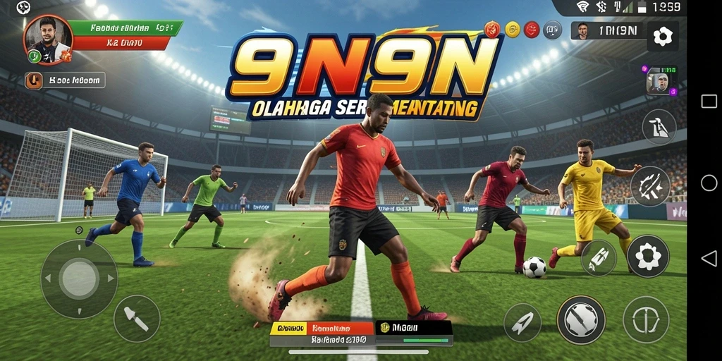 Tampilan gameplay seru dalam 9N9N dengan aksi olahraga.