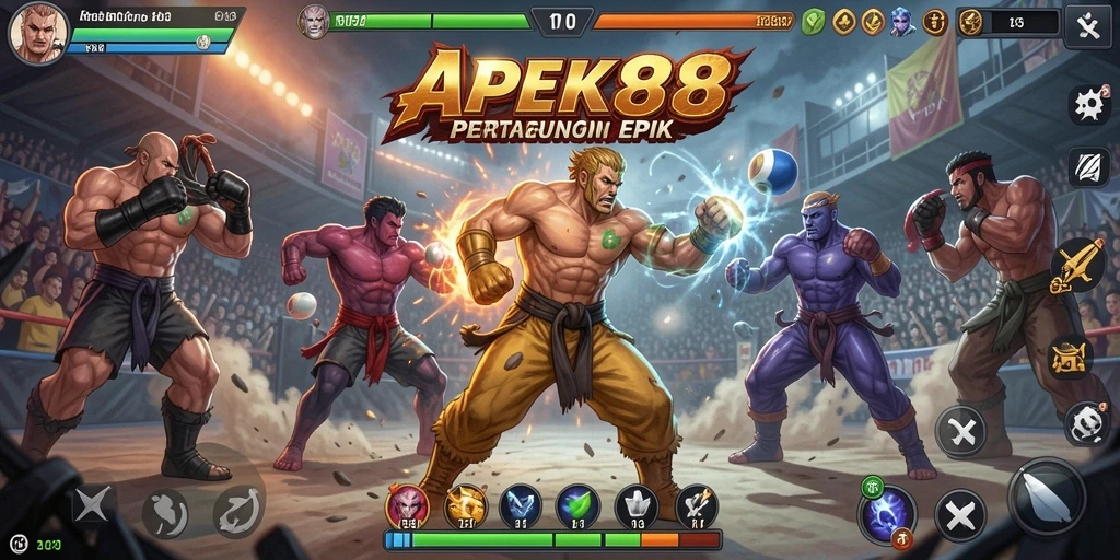 Screenshot APEK88 menampilkan pertarungan seru dengan aksi menghentak.