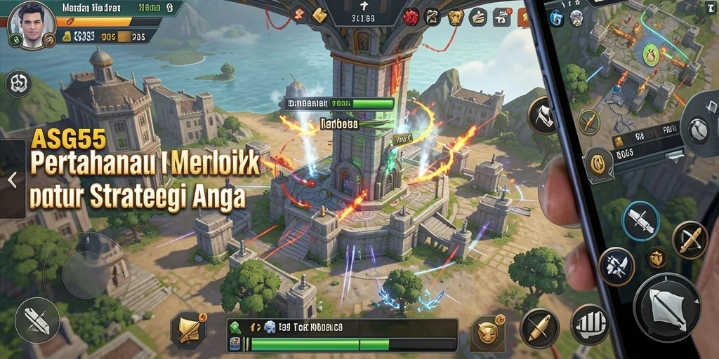Gameplay seru ASG55 dalam menara pertahanan yang intens.
