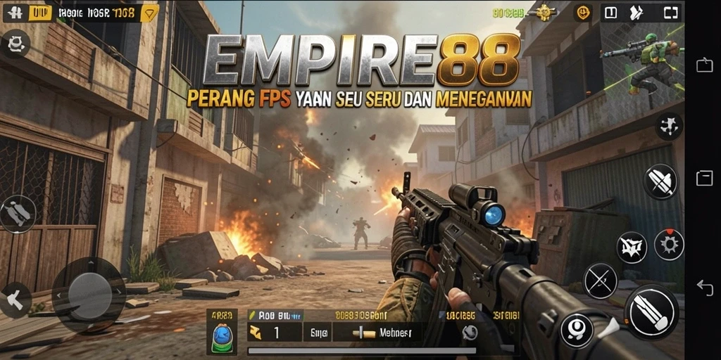 Screenshot gameplay EMPIRE88 menunjukkan aksi menegangkan dalam pertempuran FPS.