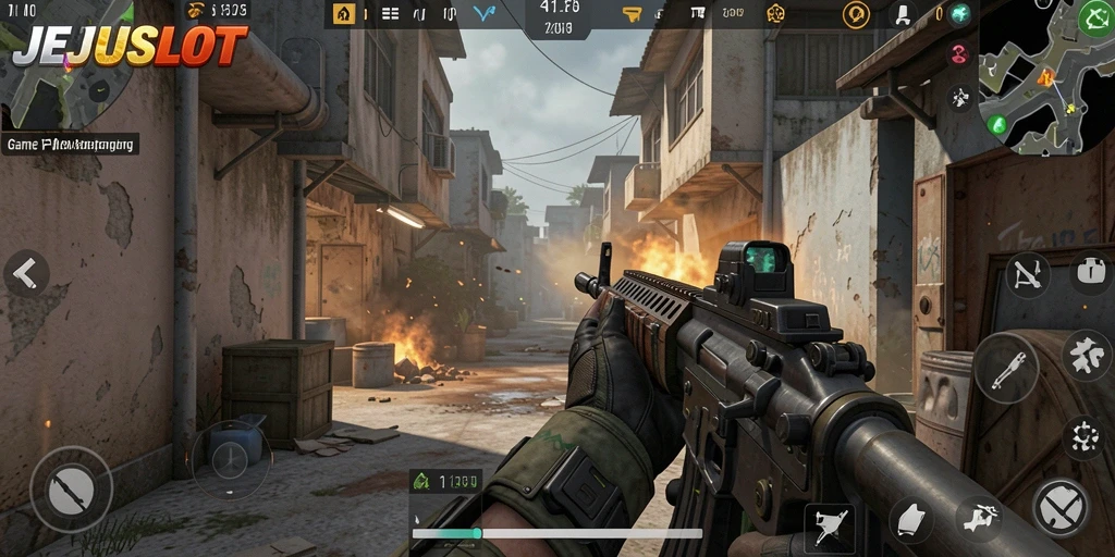 Screenshot menunjukkan adegan intens di gameplay JEJUSLOT.