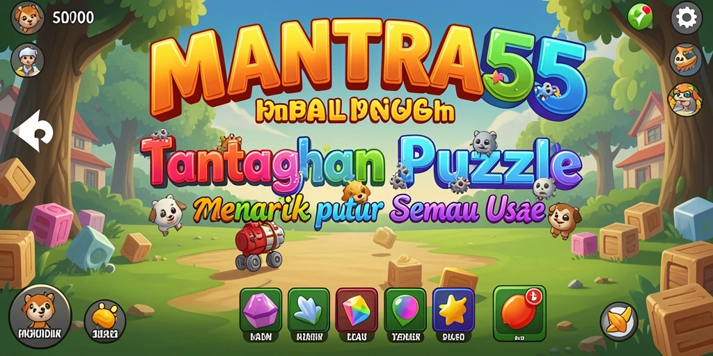 Screenshot utama MANTRA55 menunjukkan gameplay Puzzle yang mengasyikkan.
