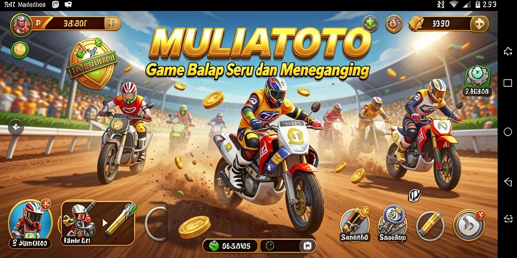 Gameplay balap intens dan mendebarkan dalam MULIATOTO.
