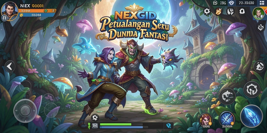 Screenshot gameplay NEXGID menampilkan petualangan epik di dunia fantastis.