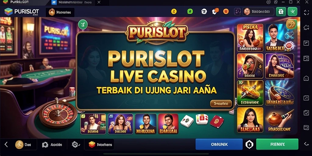 Screenshot gameplay <strong>PURISLOT</strong> yang menampilkan dealer langsung dan interaksi pemain.