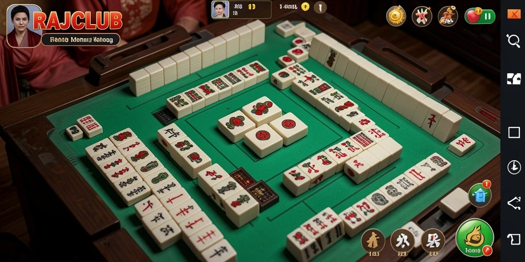 Screenshot RAJACLUB menampilkan gameplay Mahjong yang seru dan menantang.