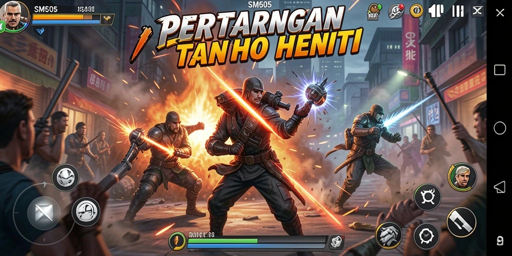 Gameplay menegangkan dengan aksi pertarungan mendebarkan.