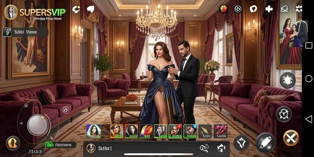 Tampilan gameplay menarik dalam SUPERSVIP yang menampilkan kehidupan mewah.