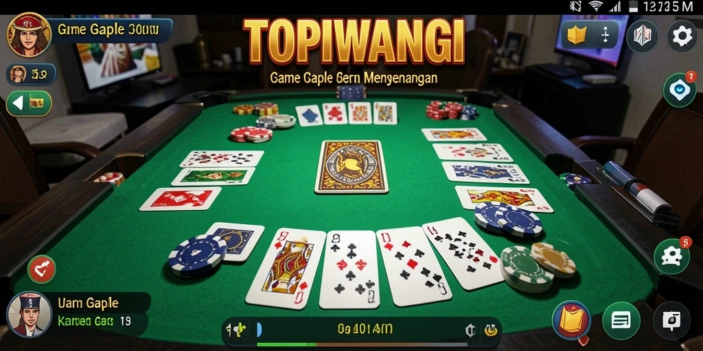 Tampilan gameplay seru Gaple di aplikasi TOPIWANGI.